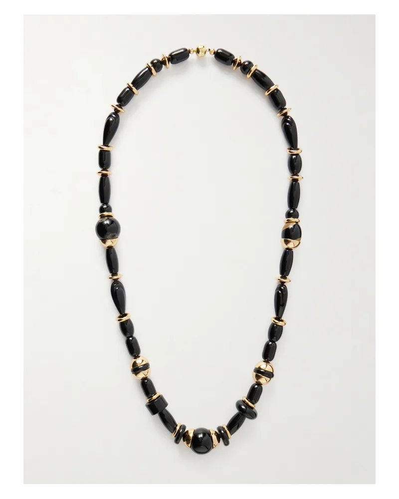 JULIETTA Ada Gold-tone Beaded Necklace - Black Black