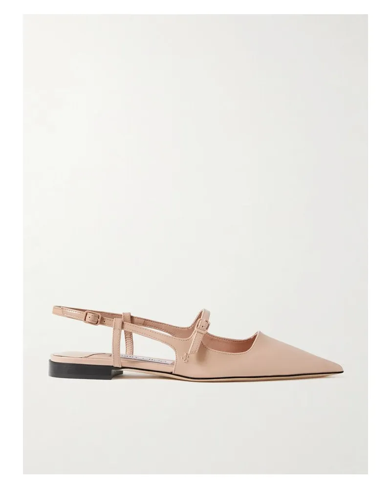 Jimmy Choo Didi Flache Slingback-schuhe Mit Spitzer Kappe Aus Lackleder - Neutral Neutral