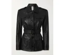 Lederjacke Mit Gürtel - Schwarz