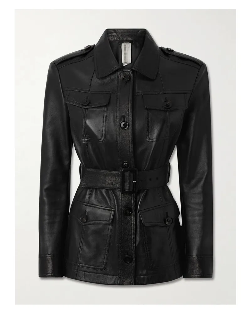 Tom Ford Lederjacke Mit Gürtel - Schwarz Schwarz