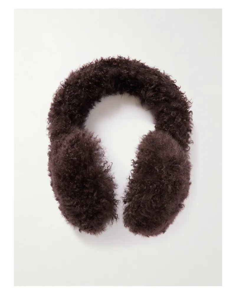 Yves Salomon Ohrwärmer Aus Shearling Mit Wollbesätzen - Braun Braun