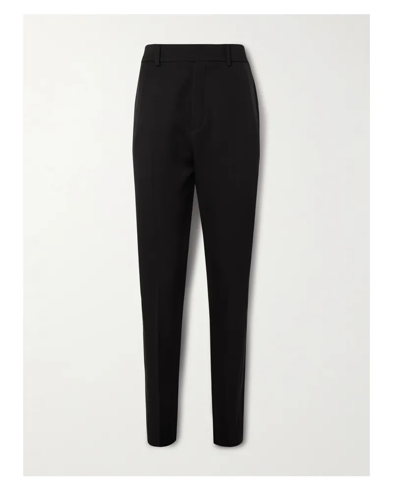 Saint Laurent Grain De Poudre Wool Tapered Pants - Black Black