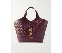 Icare Maxi Matelassé Leather Tote - Burgundy