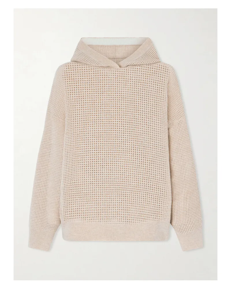 Brunello Cucinelli Waffle-knit Cashmere Hoodie - Neutrals Neutrals