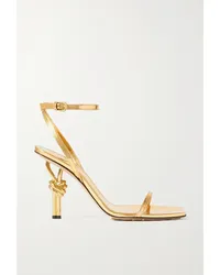 Bottega Veneta Knot Sandalen aus Metallic-leder Gold