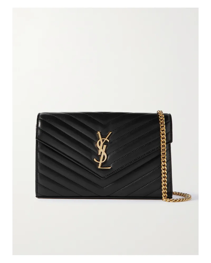 Saint Laurent Cassandre Matelassé Leather Shoulder Bag - Black Black