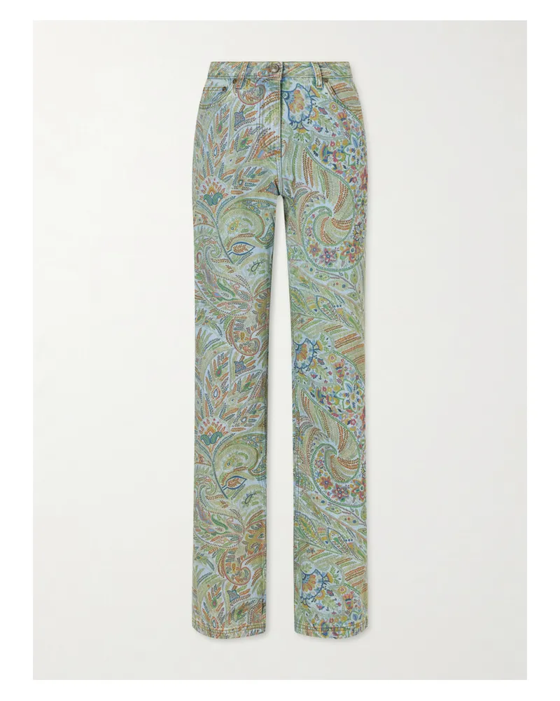 Etro Paisley-print Flared Jeans - Blue Blue