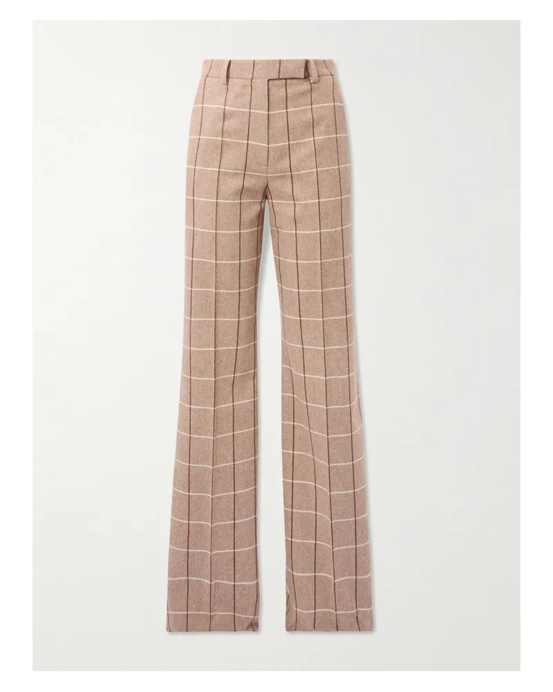 Valentino Garavani Karierte Hose Mit Weitem Bein Aus Wolle - Braun Braun
