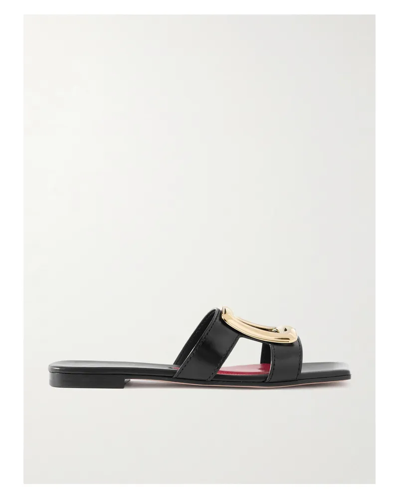 Roger Vivier Nagoya Embellished Cutout Leather Slides - Black Black