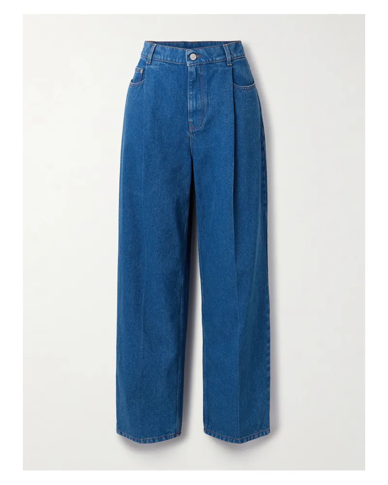 Marni Tief Sitzende Jeans Mit Weitem Bein Und Falten - Blau Blau