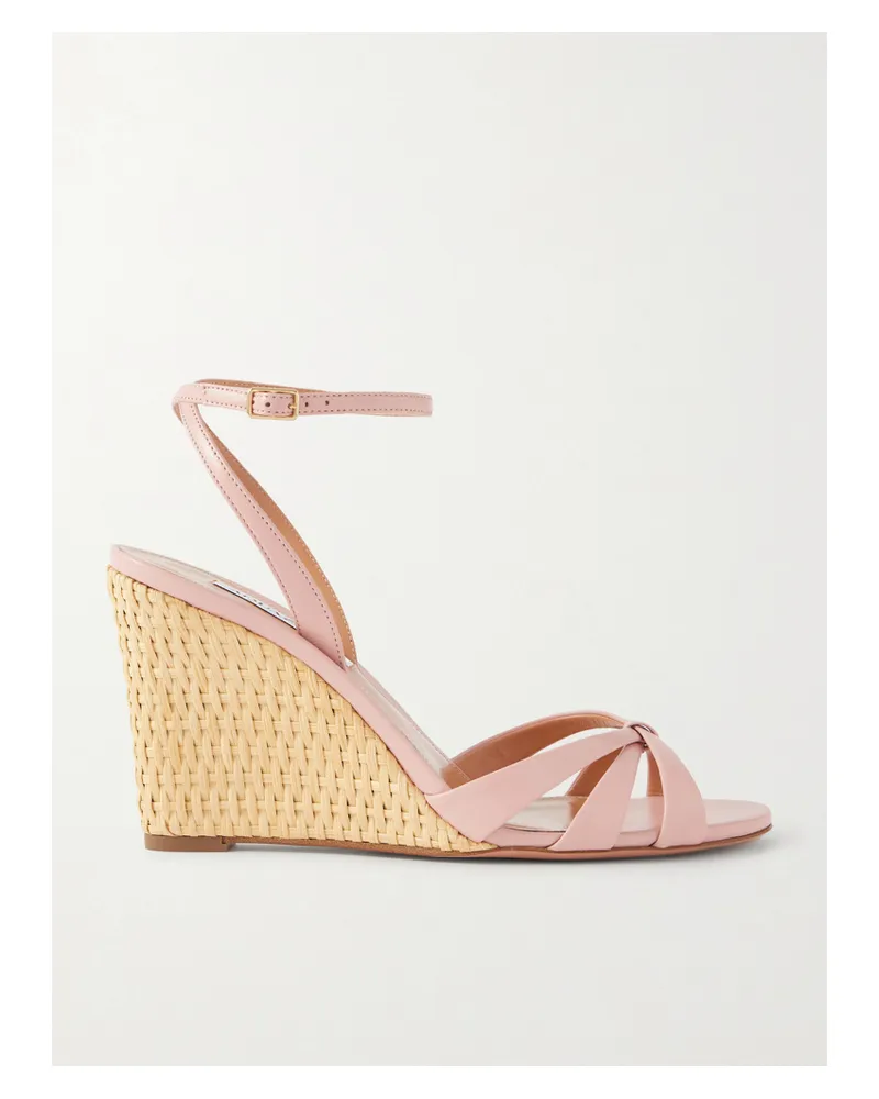 Aquazzura Tati 85 Wedges Aus Leder Und Korbgeflecht - Pink Pink