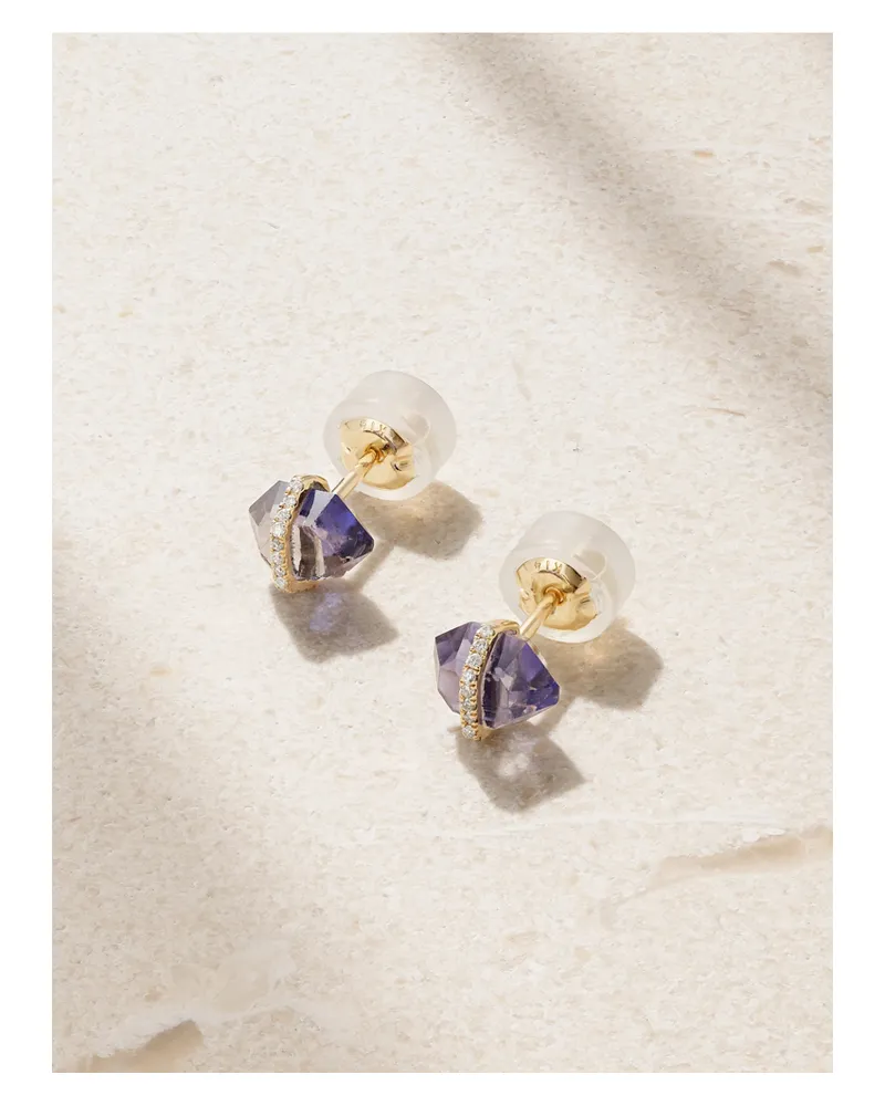 Melissa Joy Manning 14-karat Recycled Gold, Iolite And Herkimer Diamond Earrings - Purple Purple