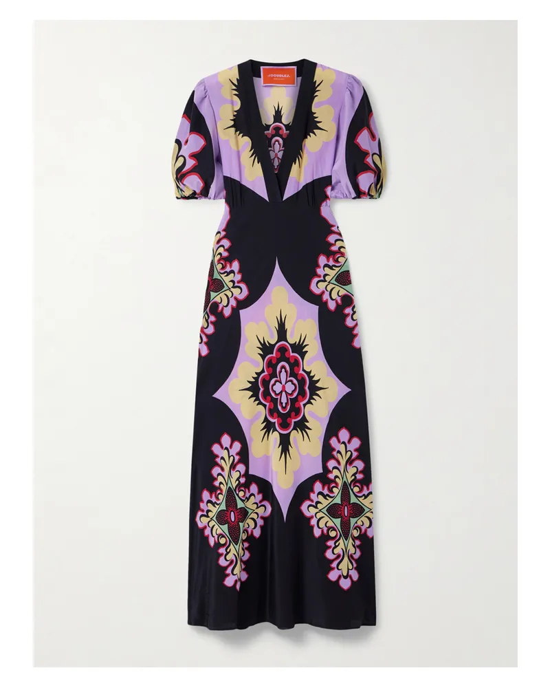 La DoubleJ Marlene Maxikleid Aus Bedrucktem Seiden-crêpe - Lila Lila