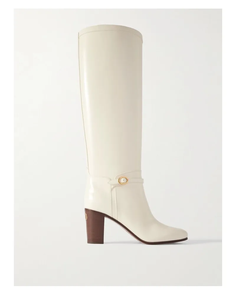 Valentino Garavani Pattie 75 Stiefel Aus Leder Mit Schnalle - Elfenbein Elfenbein