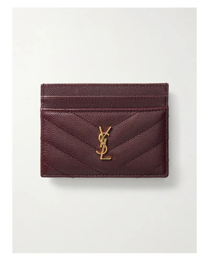 Saint Laurent Matelassé Textured-leather Cardholder - Burgundy Burgundy