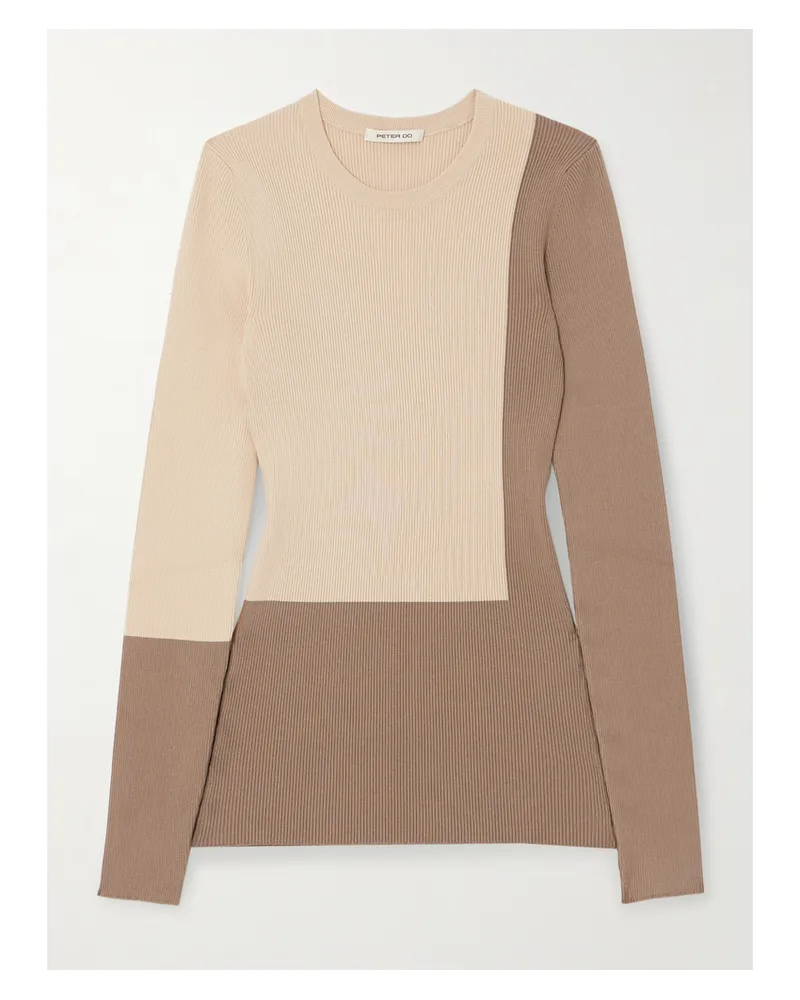Peter Do Pullover Aus Rippstrick In Colour-block-optik - Neutral Neutral