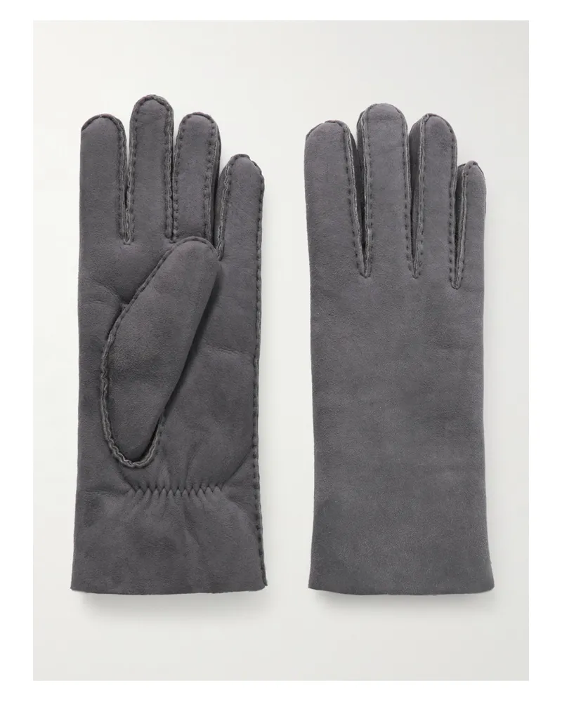 Agnelle Denise Shearling Gloves - Gray Gray