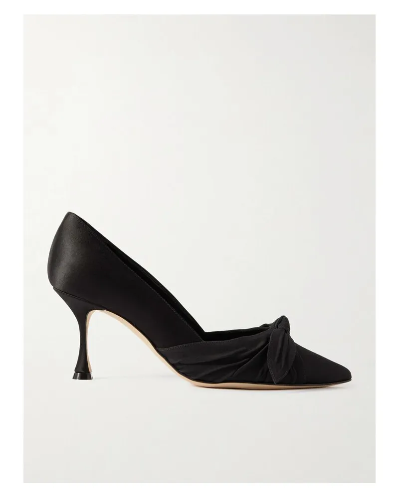 Manolo Blahnik Terka 70 Pumps Aus Satin Mit Schleife Aus Popeline - Schwarz Schwarz