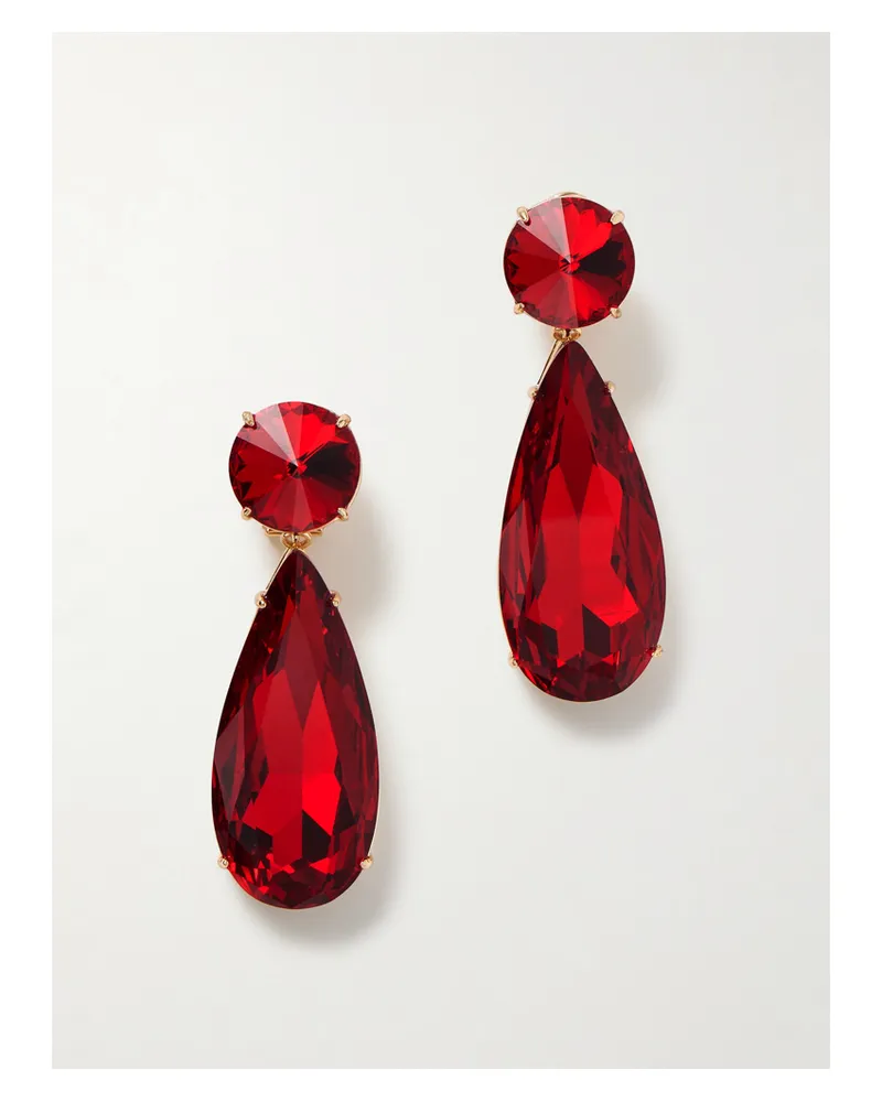 Carolina Herrera New York Goldfarbene Ohrringe Mit Kristallen - Rot Rot