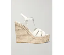 Tribute Woven Leather Espadrille Wedge Sandals - White