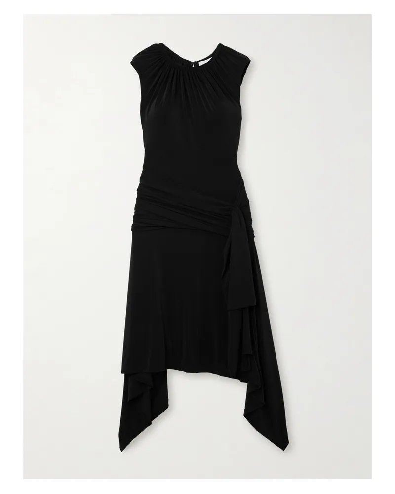 AZ FACTORY Helleborus Asymmetrisches Midikleid Aus Stretch-jersey - Schwarz Schwarz