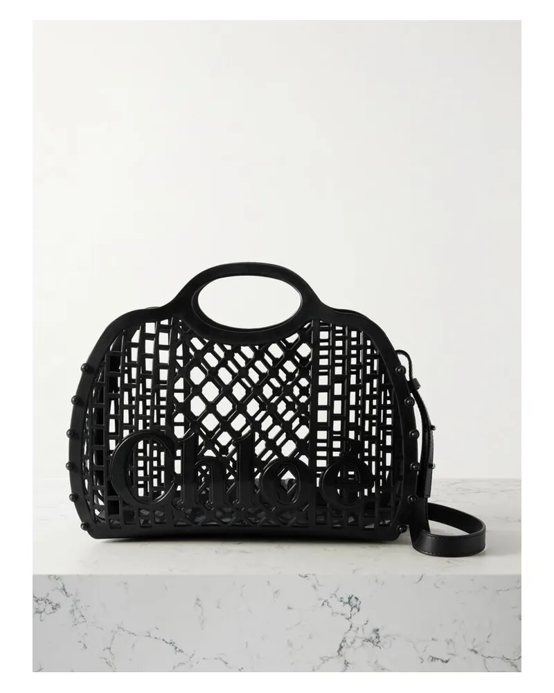Chloé Cage Schultertasche Aus Gummi Mit Lederbesätzen Und Nieten - Schwarz Schwarz