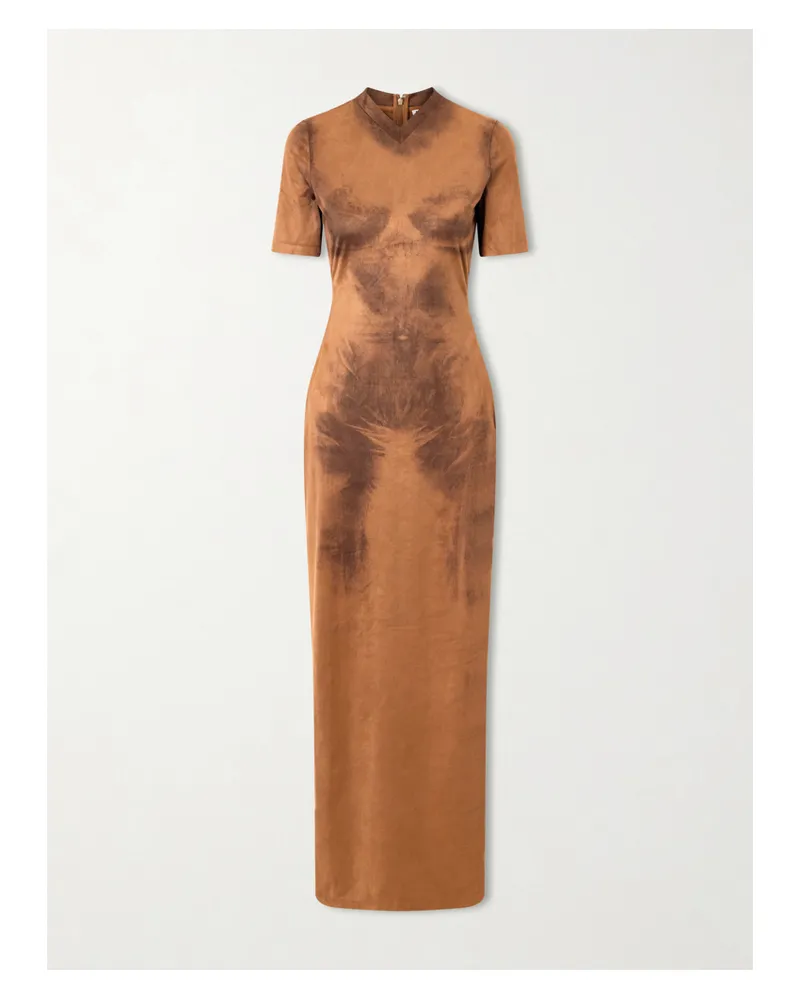 Acne Studios Dueda Printed Jersey Midi Dress - Brown Brown