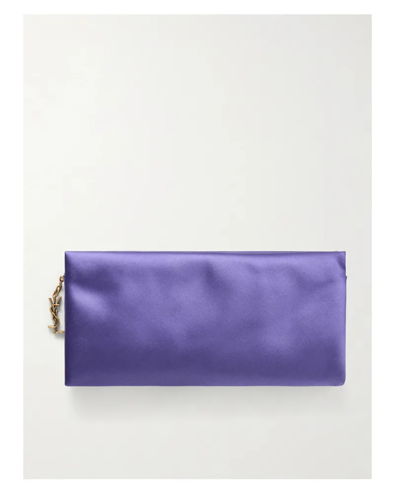 Saint Laurent Evening Satin Clutch Bag - Purple Purple