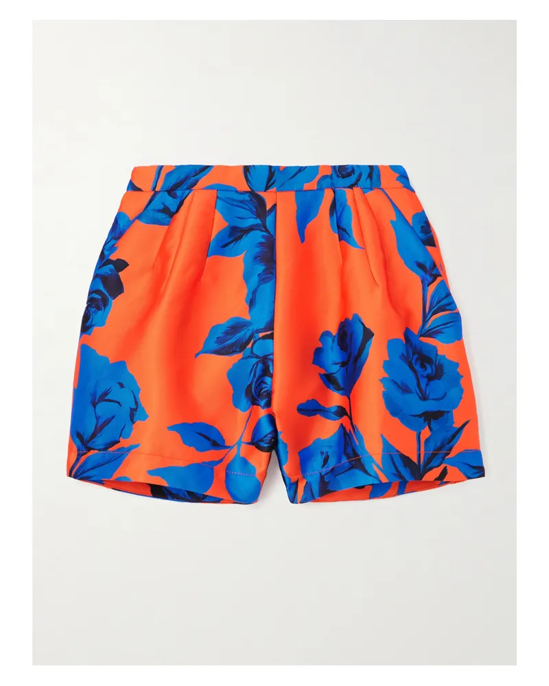 AZ FACTORY Shorts Aus Twill Mit Blumenprint Und Falten - Orange Orange