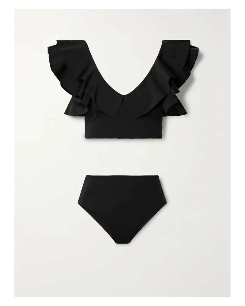 Maygel Coronel Net Sustain Mila Bikini Mit Volants - Schwarz Schwarz