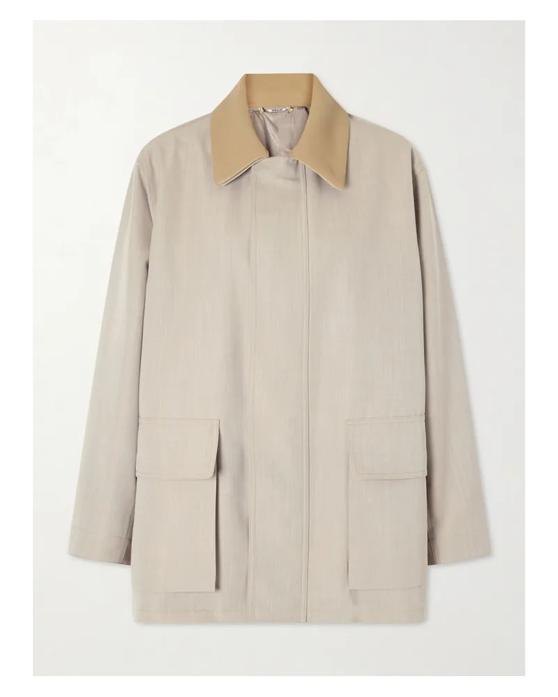 AURALEE Leather-trimmed Wool-canvas Jacket - Gray Gray