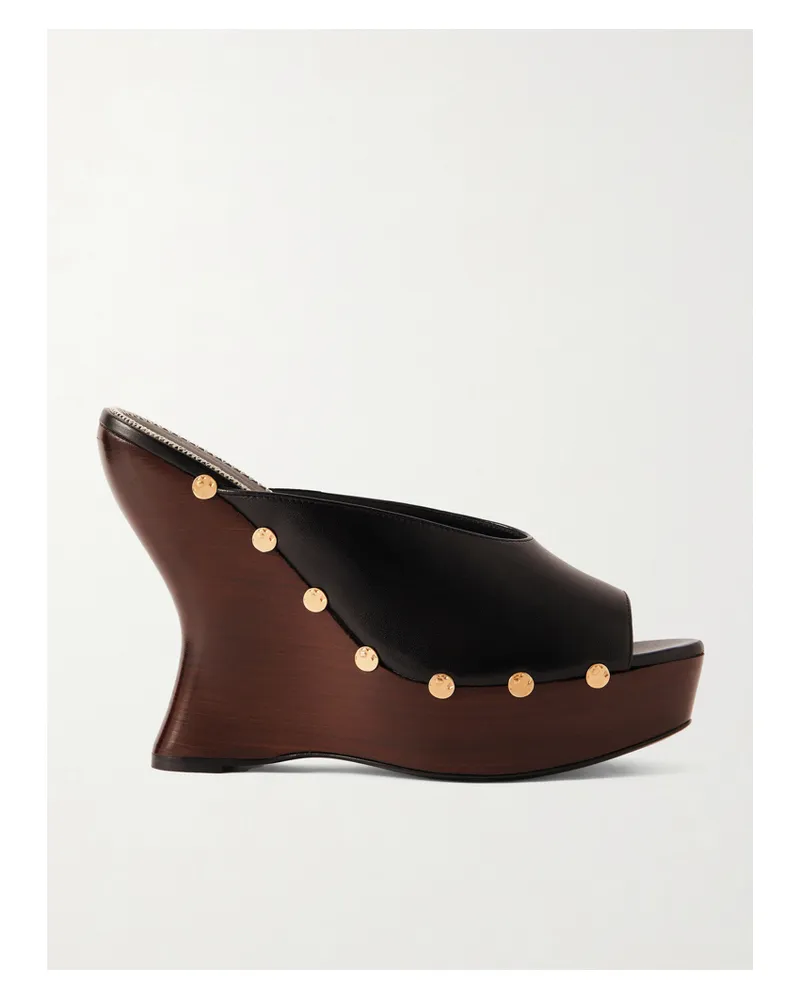 Magda Butrym Studded Leather Wedge Mules - Black Black