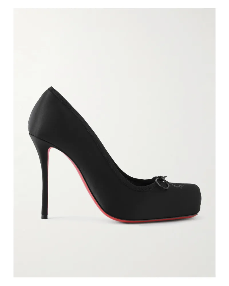 Christian Louboutin Cassia Nodo 100 Bow-detailed Grosgrain-trimmed Satin-crepe Pumps - Black Black