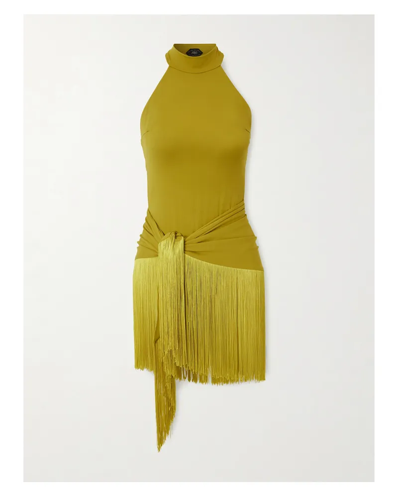 Taller Marmo Artemis Fringed Swimsuit And Pareo Set - Yellow Yellow