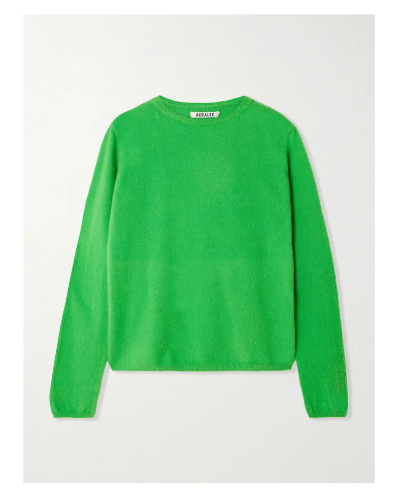 AURALEE Brushed Cashmere And Cotton-blend Sweater - Green Green