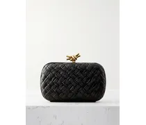 Knot Padded Intrecciato Leather Clutch - Black