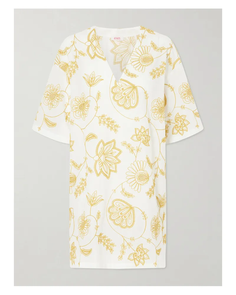 Eres Levia Embroidered Cotton-blend Mini Dress - Yellow Yellow