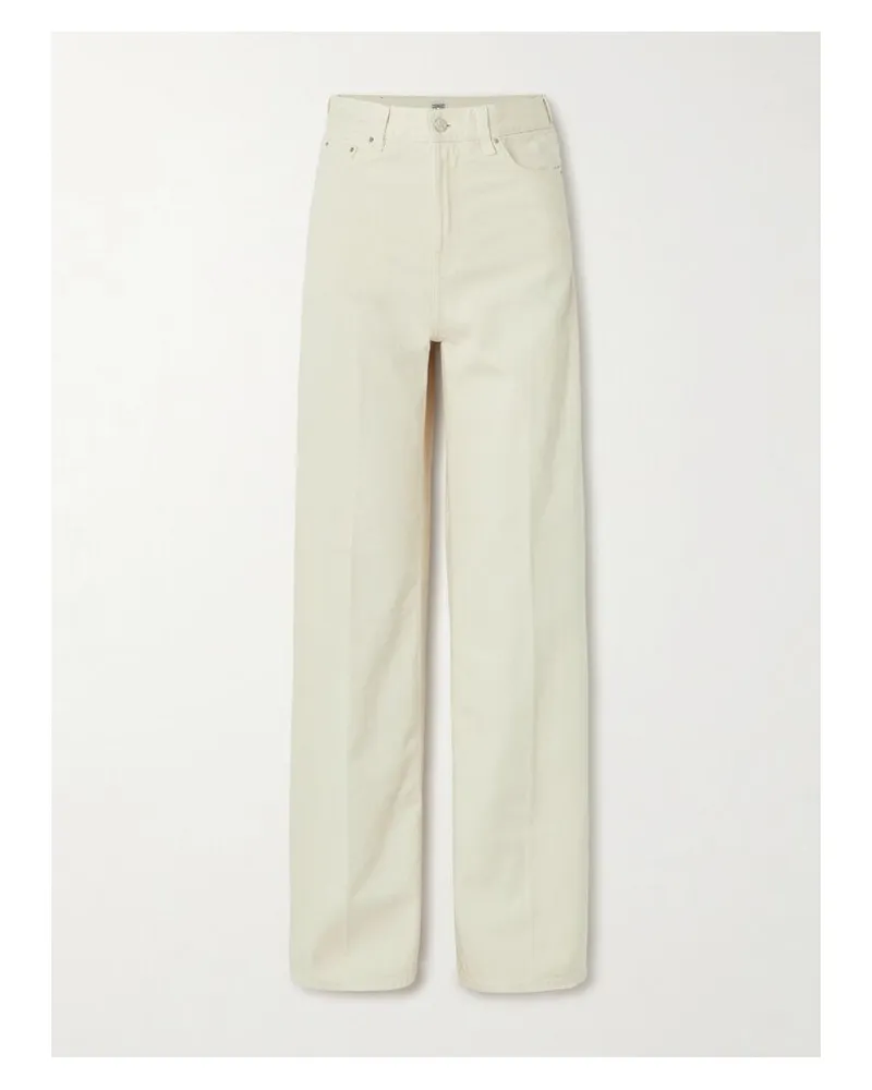 Totême Hoch Sitzende Jeans Mit Weitem Bein Aus Bio-denim Mit Bügelfalten - Ecru Ecru