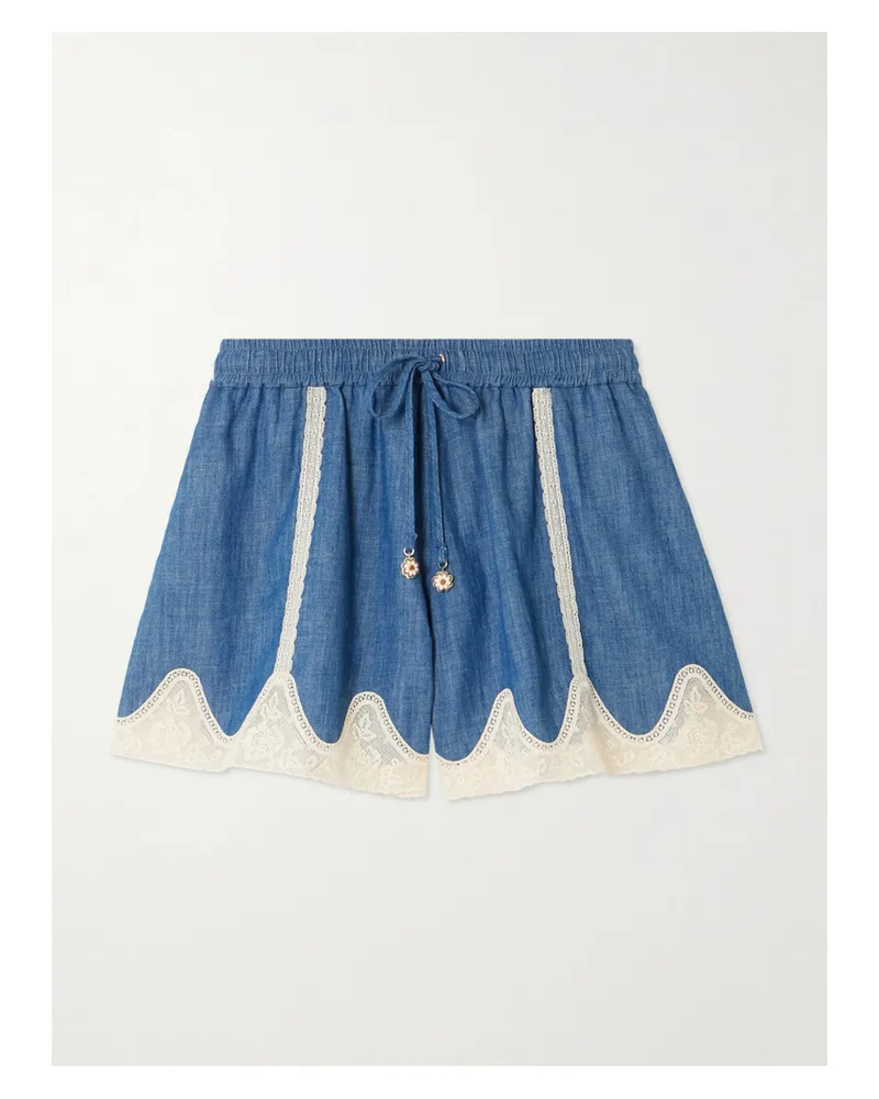 Zimmermann Awaken Jeansshorts Mit Spitzenbesätzen - Blau Blau