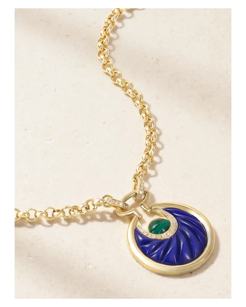 L’Atelier Nawbar Circus Moon Big Kette Aus 18 Karat Gold Mit Mehreren Steinen - Blau Blau