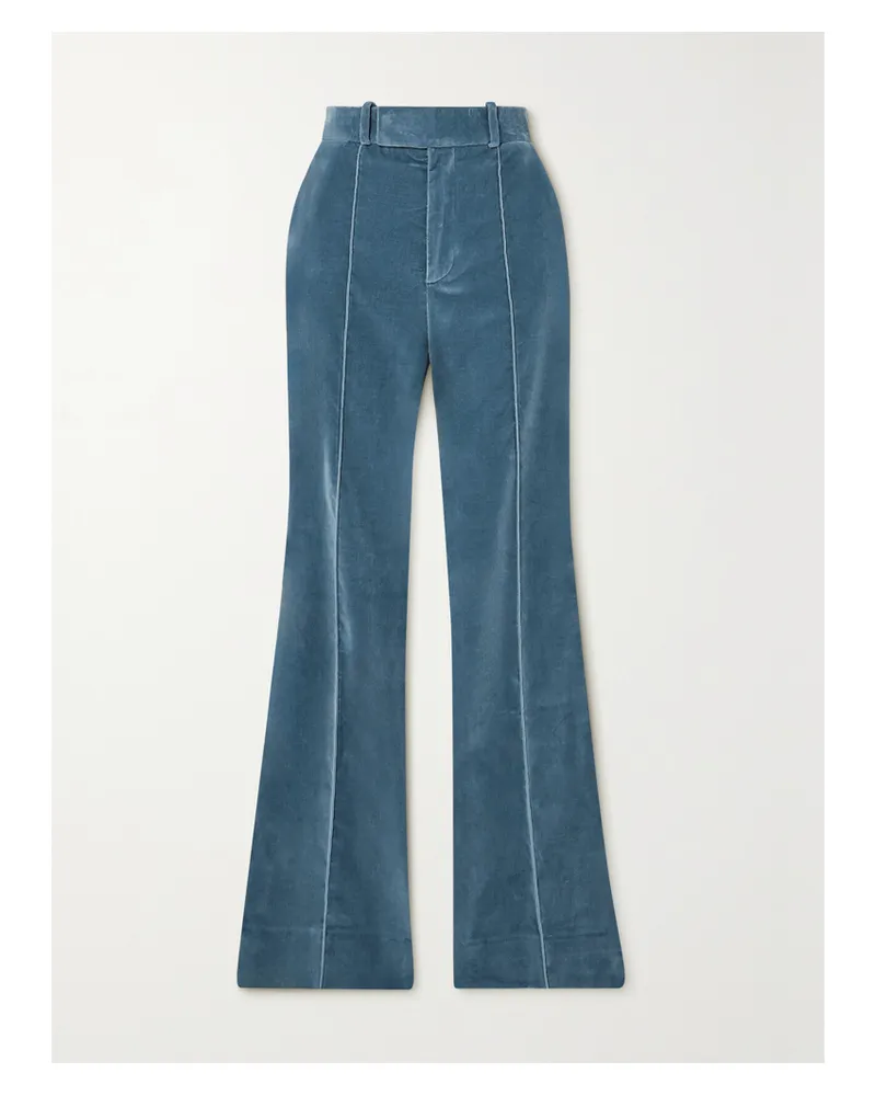 Frame Denim The Slim Stacked Hose Mit Geradem Bein Aus Samt Aus Einer Baumwollmischung - Blau Blau