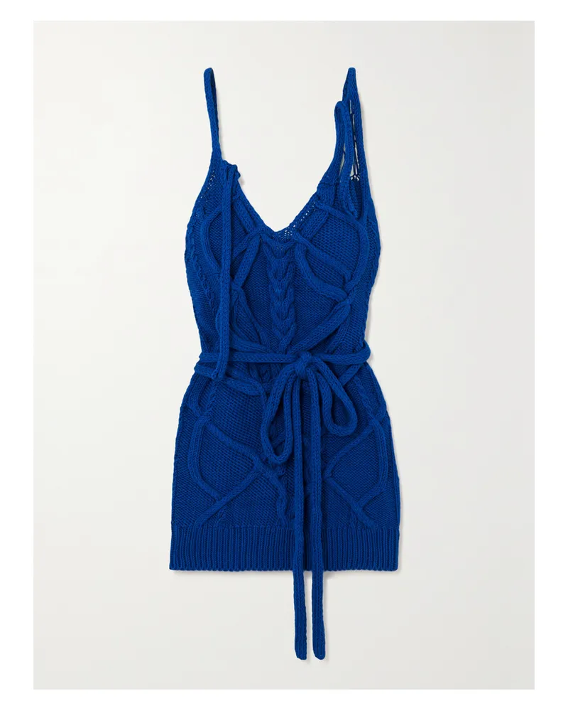 Dries van Noten Oberteil Aus Baumwolle In Zopfstrick Mit Distressed-details - Blau Blau