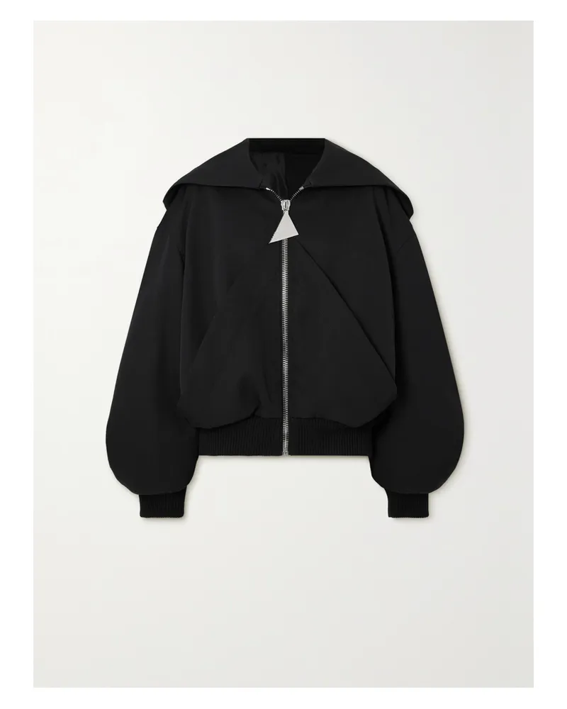 ATTICO Oversized-bomberjacke Aus Woll-twill Mit Kapuze - Schwarz Schwarz