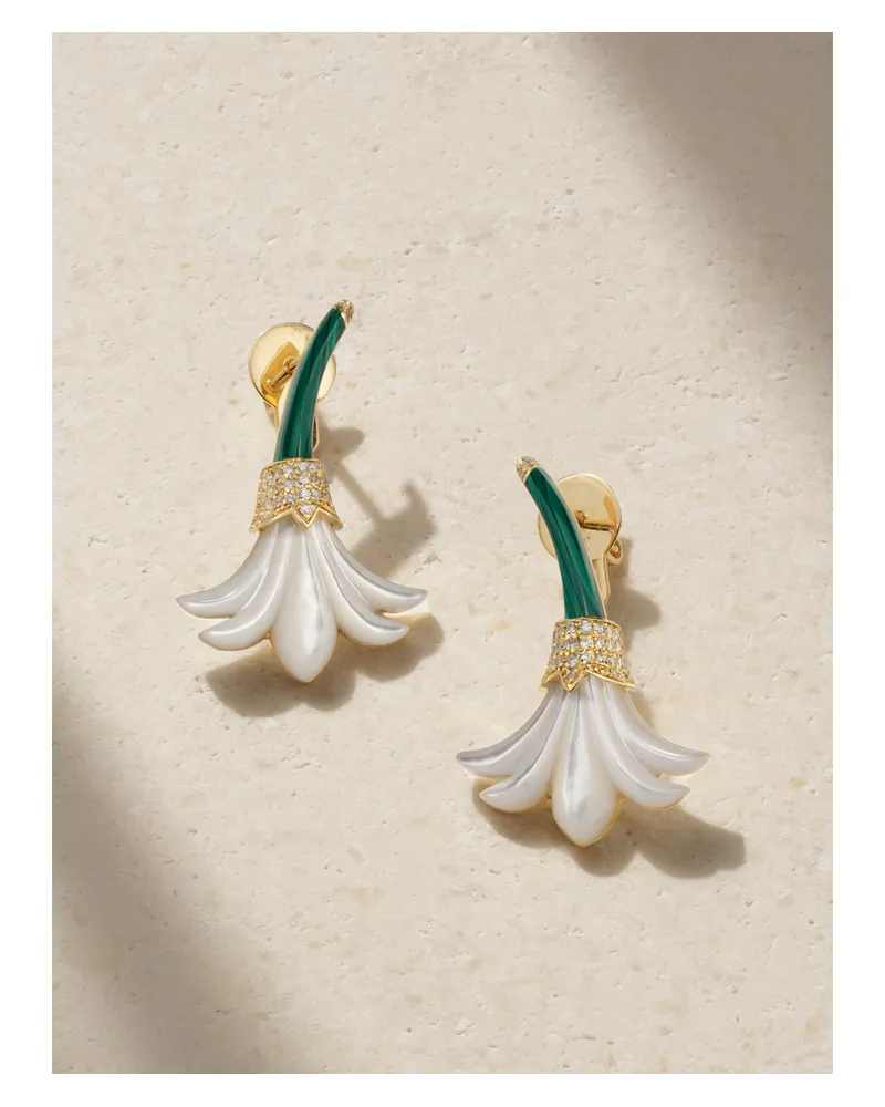 L’Atelier Nawbar Small Flower Ohrringe Aus 18 Karat Gold Mit Mehreren Steinen Gold