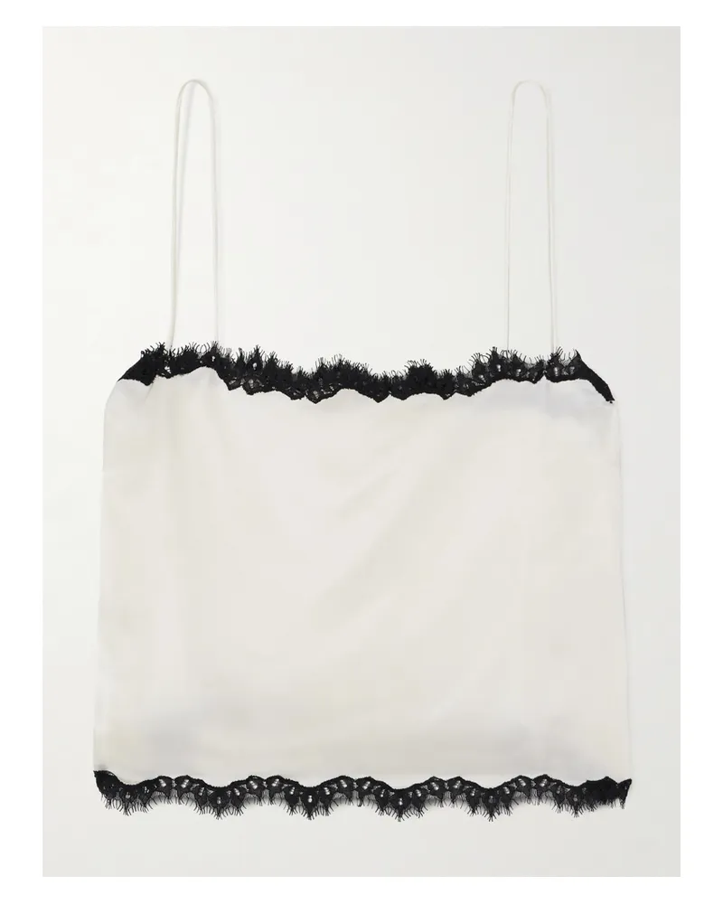 DÔEN Loure Oberteil Aus Seidensatin Mit Spitzeneinsätzen - Ecru Ecru