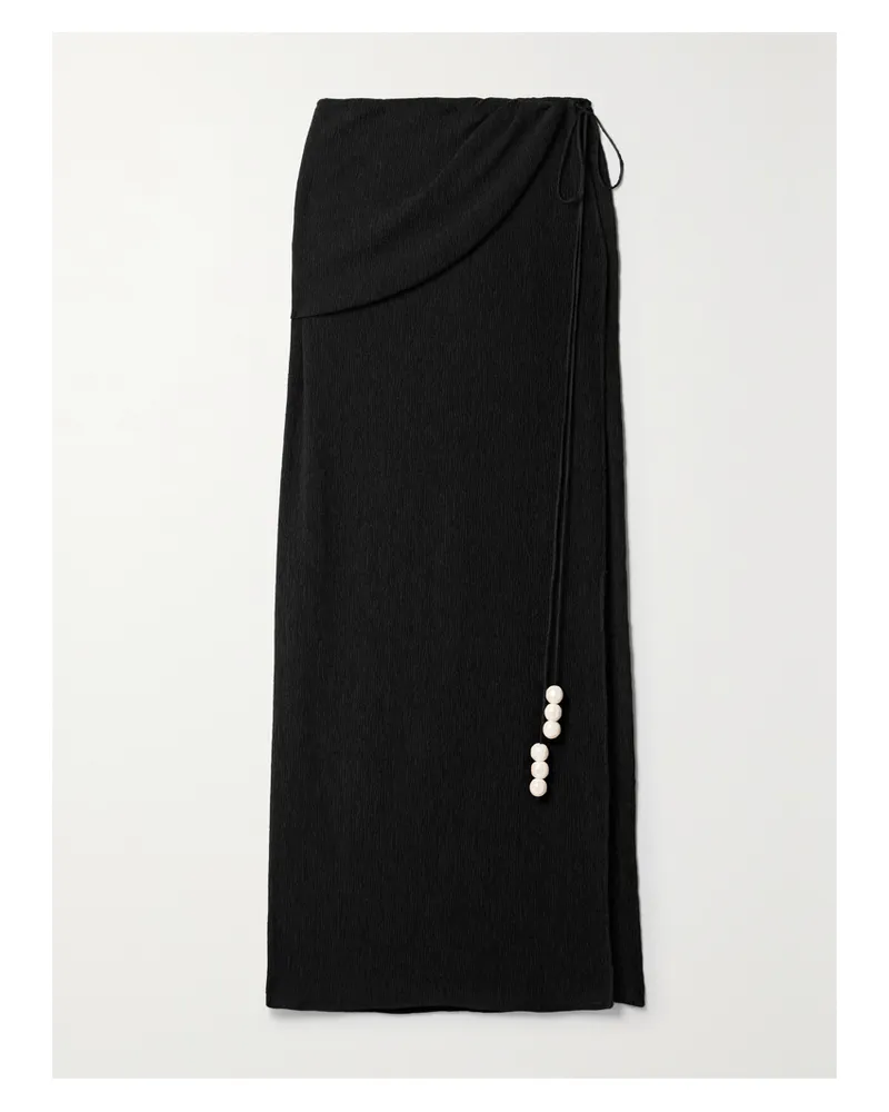 Magda Butrym Maxi-wickelrock Aus Krepon Aus Einer Stretch-lyocell-mischung Mit Verzierungen - Schwarz Schwarz