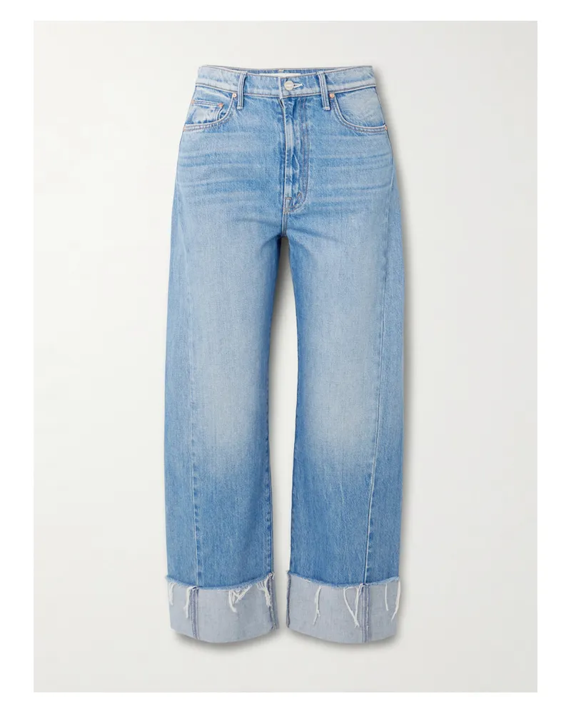Mother The Half Pipe Ankle Cuff Fray High-rise Wide-leg Jeans - Blue Blue