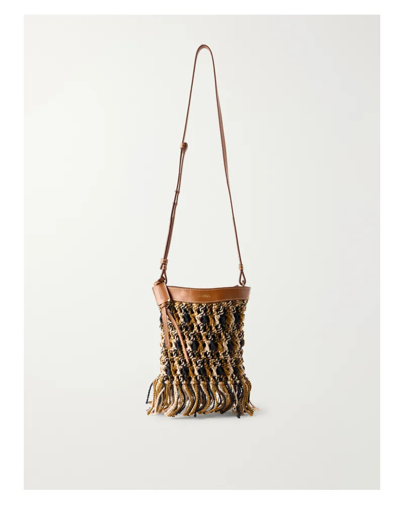 Isabel Marant Noli Leather-trimmed Macramè Tote - Brown Brown