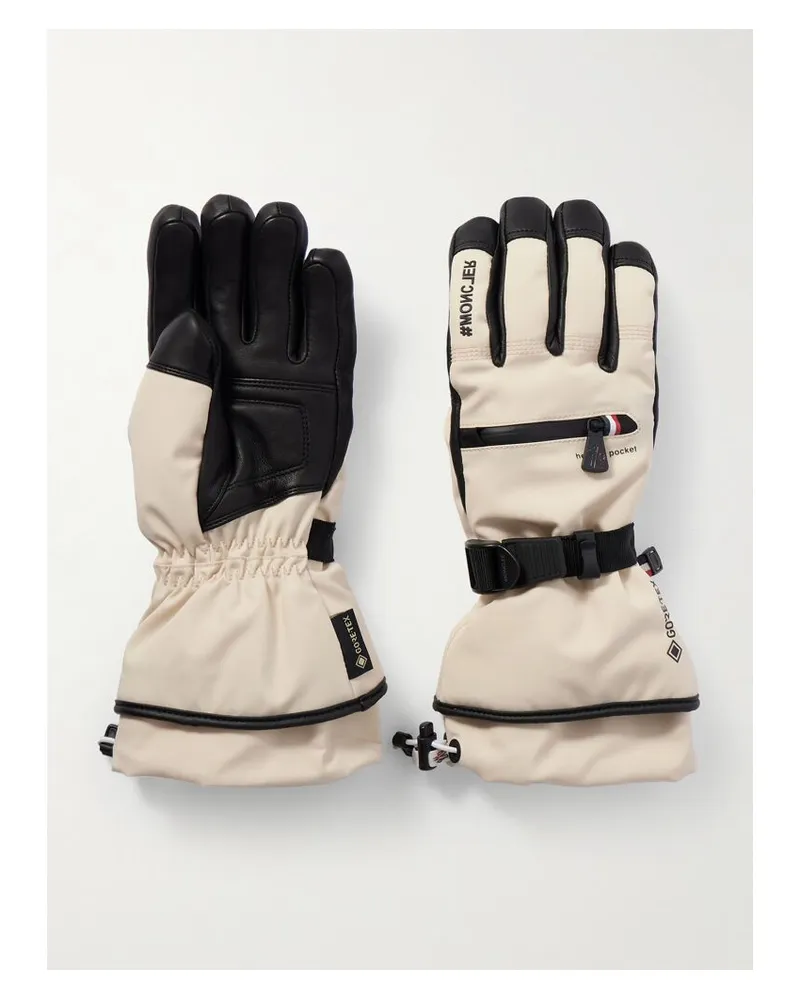 Moncler Handschuhe Aus Gore-tex Und Leder Mit Applikation - Weiß Weiß