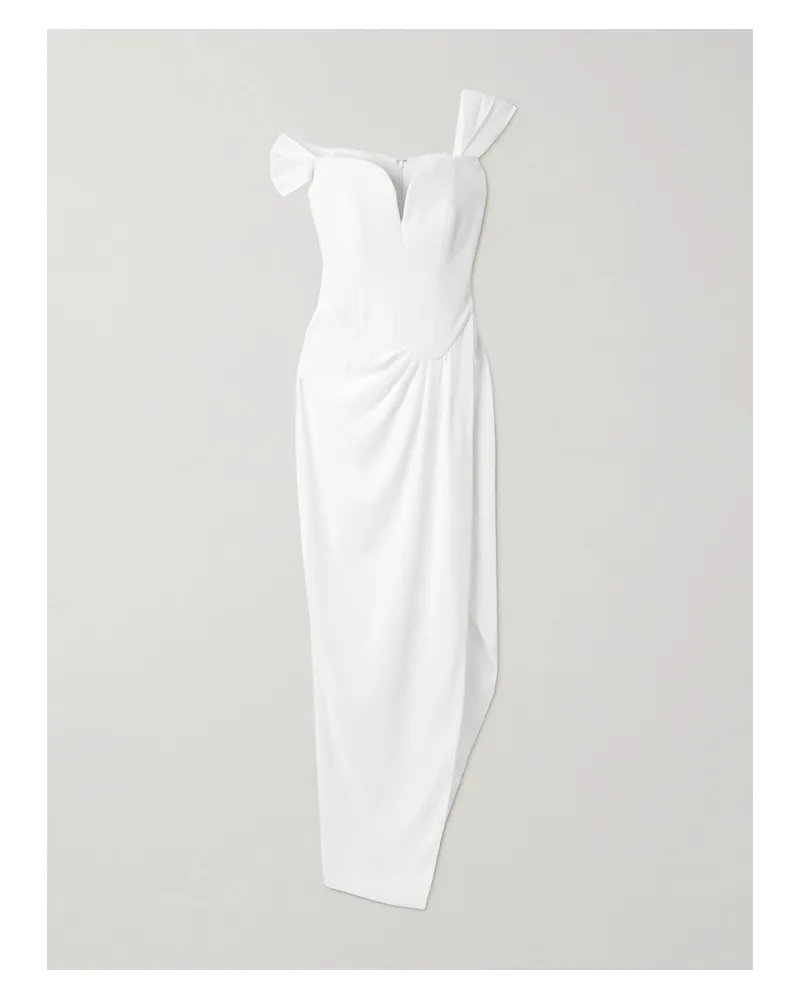 Alex Perry Asymmetric Off-the-shoulder Crepe Gown - White White